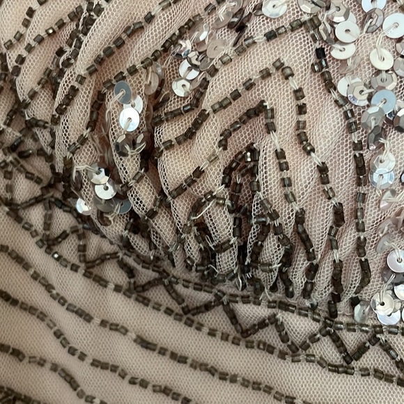 Marina | Plus Size 14 Embellished Beaded Sequin Art Deco Pleat Skirt Mesh Gown - Picture 10 of 16